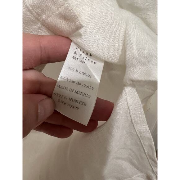 Frank & Eileen Hunter White Linen Shirt Dress Button Front Size Small $398 - Picture 8 of 9